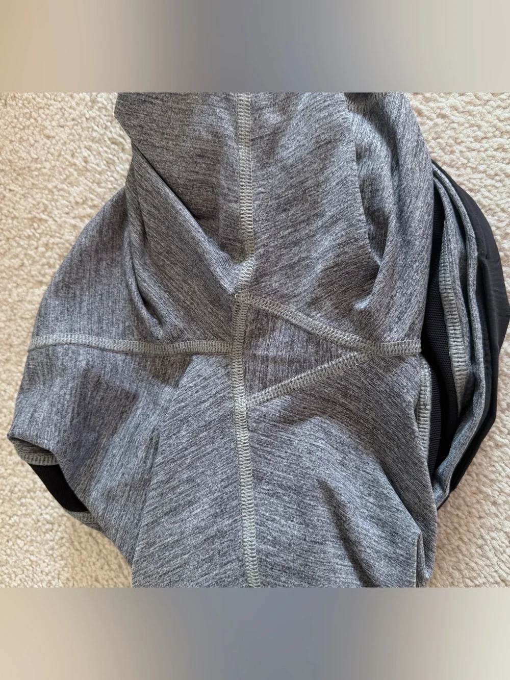 Lululemon Run Times Crop Leggings Gray Black Mesh Zip Pocket Size 6